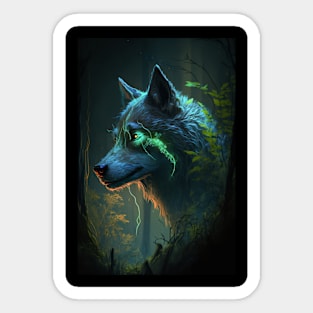 Wolf Animal Portrait Painting Wildlife Outdoors Adventure Sticker